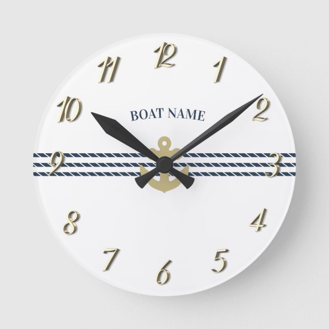 Nautical Boat Anchor,Rope Round Clock (Front)