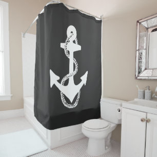 nautical BOAT ANCHOR + ROPE   Shower Curtain