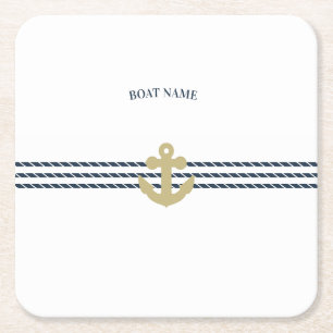 Nautical Boat Anchor,Rope Square Paper Coaster