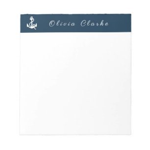 Nautical Boat Anchor  Stylish Script   Notepad