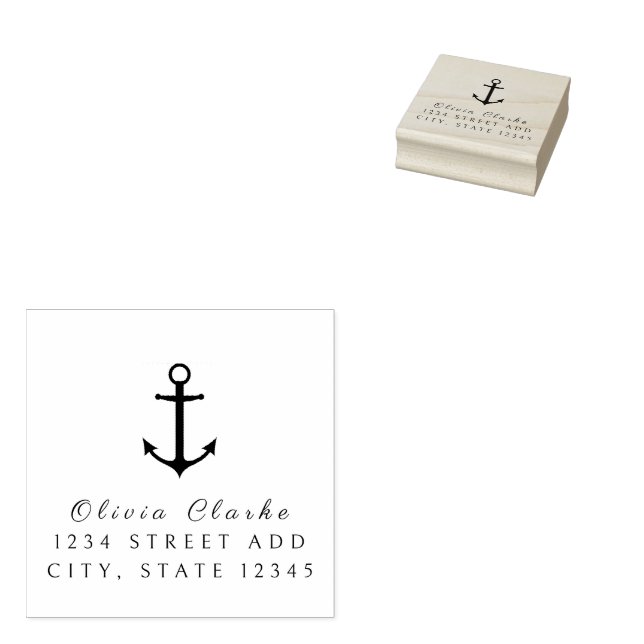 Nautical Boat Anchor  Stylish Script   Rubber Stamp (Stamped)