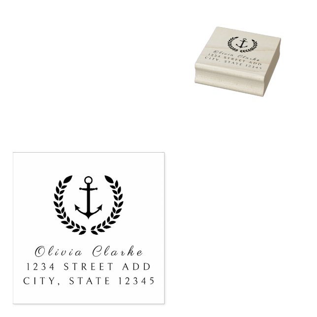 Nautical Boat Anchor  Stylish Script   Rubber Stamp (Stamped)