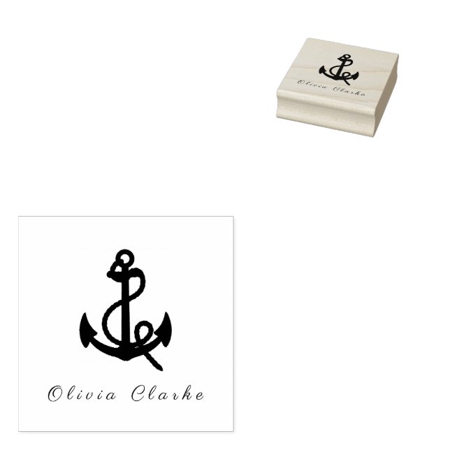 Nautical Boat Anchor  Stylish Script   Rubber Stamp (Stamped)
