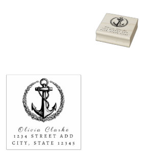 Nautical Boat Anchor  Stylish Script   Rubber Stamp