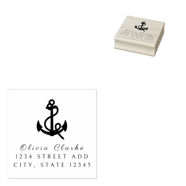 Nautical Boat Anchor  Stylish Script   Rubber Stamp (Stamped)