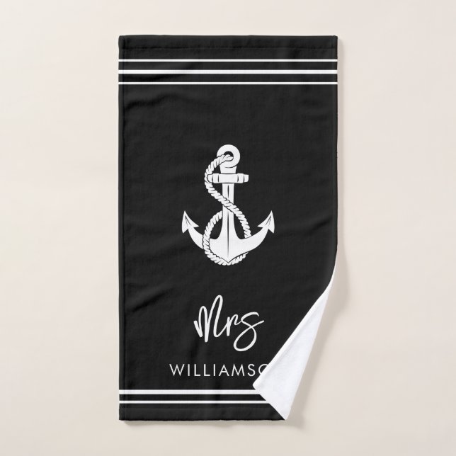 Nautical Boat Anchor Wedding Bride Hand Towel (Hand Towel)