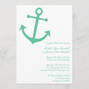 Nautical Boat Anchor Wedding Invitations (Mint)