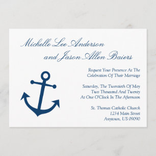 Nautical Boat Anchor Wedding Invitations (Navy)