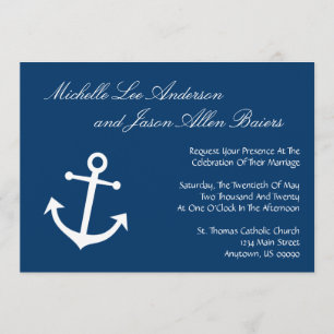 Nautical Boat Anchor Wedding Invitations (Navy)