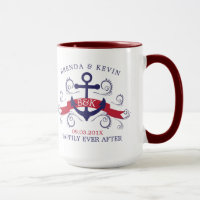 Nautical boat anchor with blue swirls accent