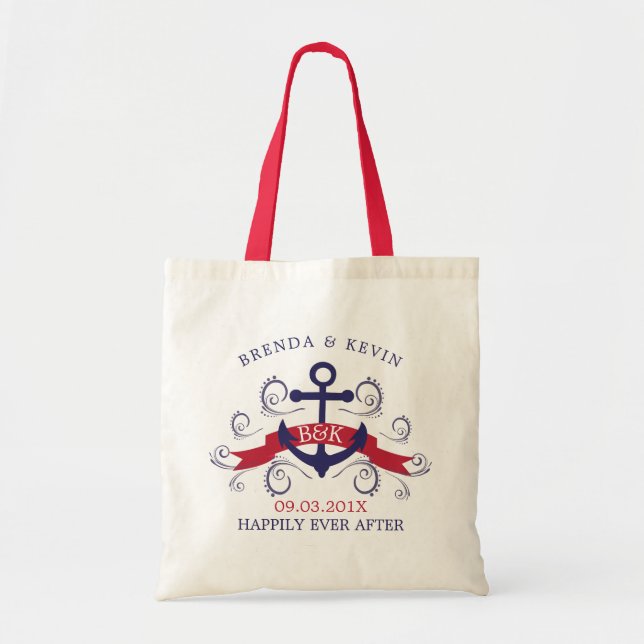 Nautical boat anchor with elegant swirls tote bag (Front)