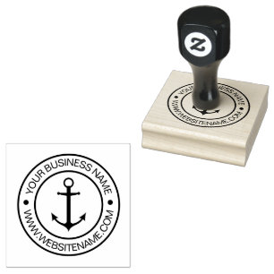 Nautical boat anchor Your Business Text Custom     Rubber Stamp