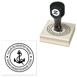 Nautical boat anchor Your Business Text Custom     Rubber Stamp