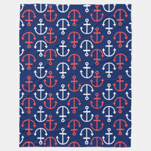Nautical Boat Anchors Pattern Fleece Blanket