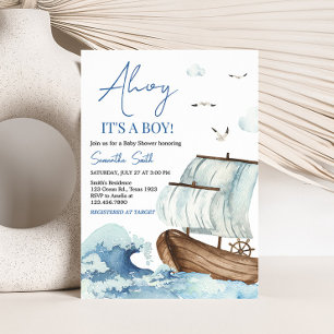 Nautical Boat Baby Shower Invitation