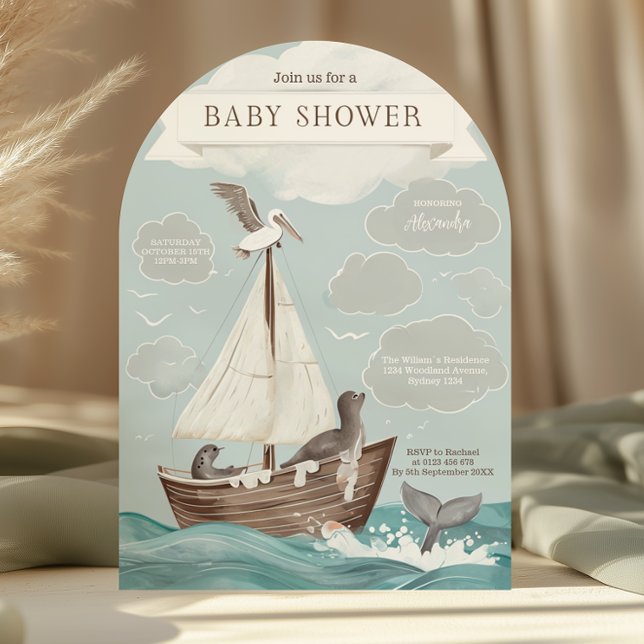 Nautical Boat Baby Shower Invitation (Creator Uploaded)