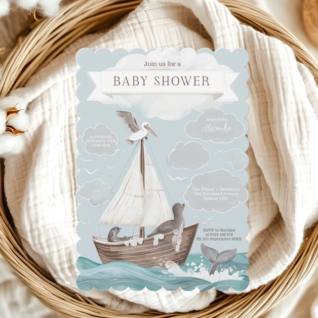 Nautical Boat Baby Shower Invitation (Creator Uploaded)