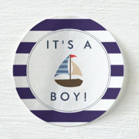 Nautical Boat Baby Shower Stickers - It's A Boy!