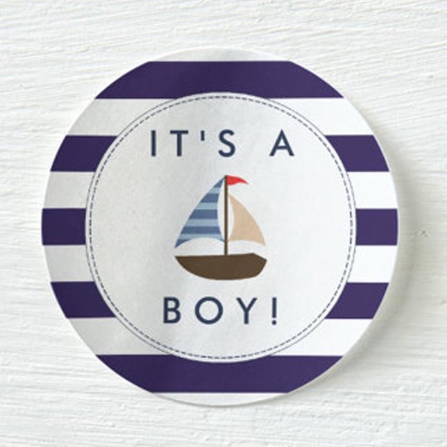 Nautical Boat Baby Shower Stickers - It's A Boy! (Creator Uploaded)