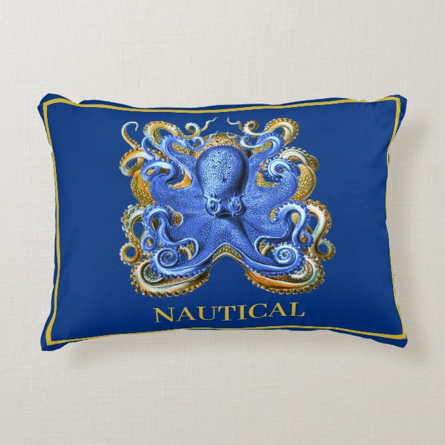 Nautical Boat Beach House Octopus Personal Marine  Decorative Cushion (Front)