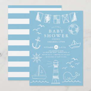 Nautical boat Boy Baby Shower Invitation