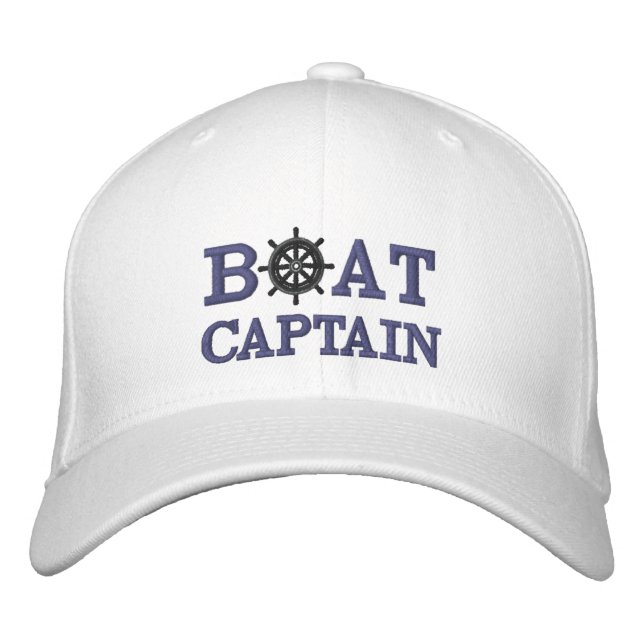 Nautical Boat Captain Custom Embroidered Hat (Front)