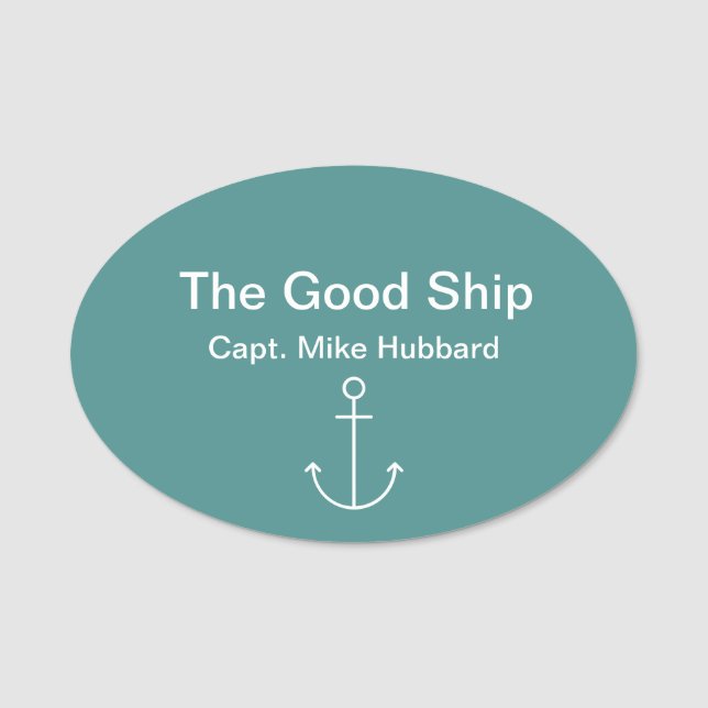 Nautical Boat Captain Name Tag (Front)