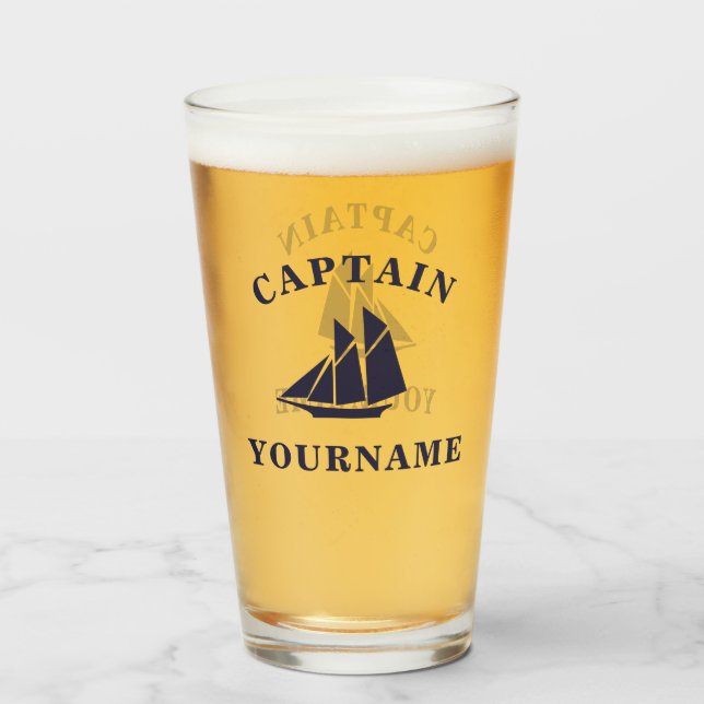 Nautical Boat Captain Personalised Tumbler Glass (Front Filled)