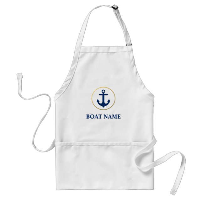 Nautical Boat Name Anchor Blue Gold Standard Apron (Front)