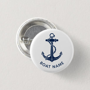 Nautical Boat Name Anchor Cruise Trip Custom 3 Cm Round Badge