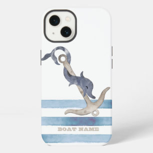 Nautical Boat Name,Anchor Dolphin Stripes iPhone 13 Case