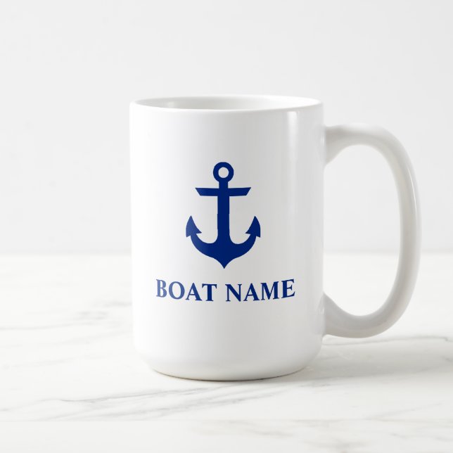 Nautical Boat Name Anchor Large Coffee Mug (Right)