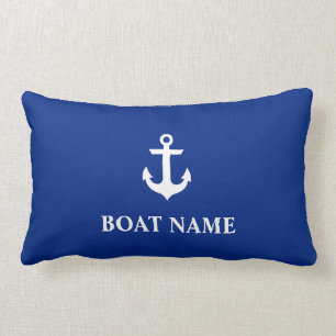 Nautical Boat Name Anchor Lumbar Pillow Blue