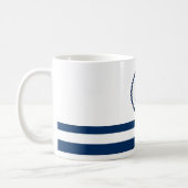 Nautical Boat Name,Anchor Navy Blue Striped Coffee Mug (Left)