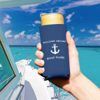Nautical Boat Name Anchor Navy Blue Welcome
