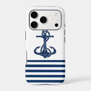 Nautical Boat Name,Anchor Navy Blue White Striped