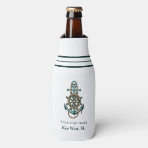 Nautical Boat Name Anchor Party Modern Beach Party Bottle Cooler