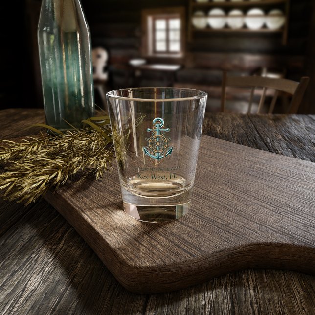 Nautical Boat Name Anchor Party Shot Glass (Nautical Anchor Boating Swag Shot Glass)