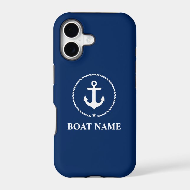 Nautical Boat Name Anchor Rope Navy Blue (Back)