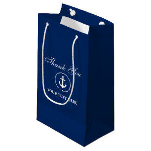 Nautical Boat Name Anchor Rope Navy Blue Small Gift Bag