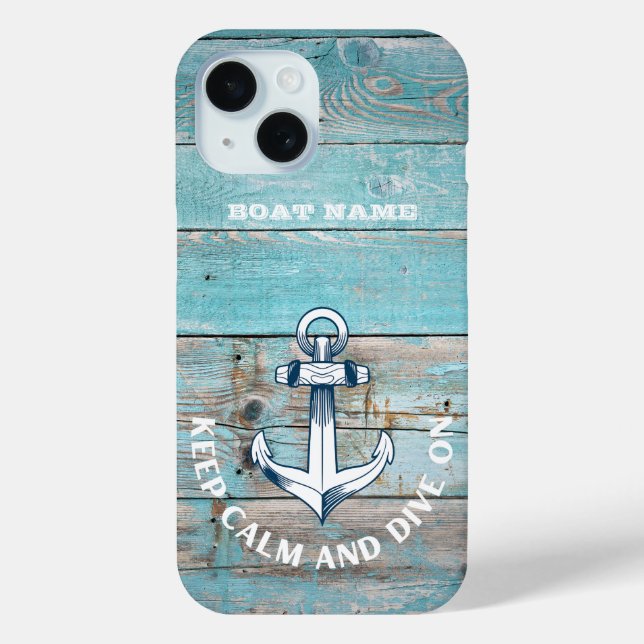 Nautical Boat Name Anchor Rustic Wood Case-Mate iPhone Case (Back)