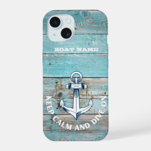 Nautical Boat Name Anchor Rustic Wood iPhone 15 Case