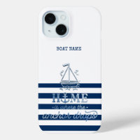 Nautical Boat Name,Anchor Sea Navy Blue Striped