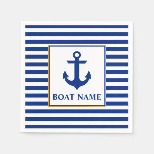 Nautical Boat Name Anchor Striped Napkin
