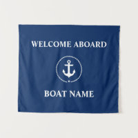 Nautical Boat Name Anchor Welcome Navy Blue