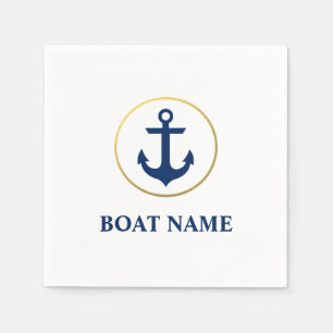 Nautical Boat Name Anchor White Cocktail G Napkin