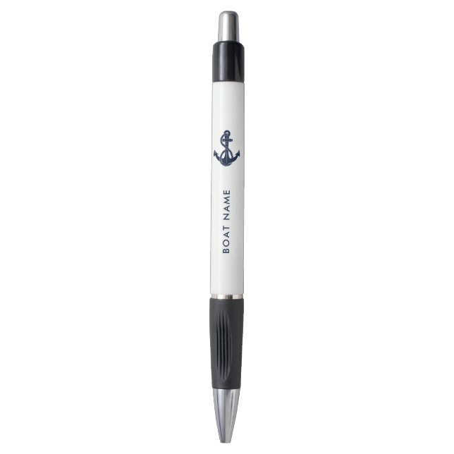 Nautical Boat Name and Navy Blue Anchor (Front Vertical)