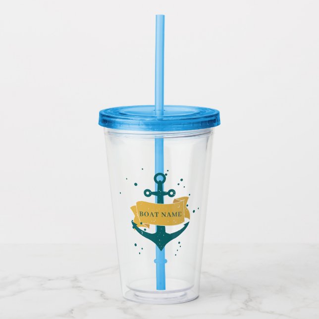 Nautical Boat Name Personalised Acrylic Tumbler (Front)