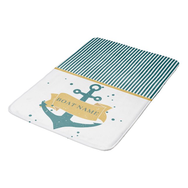 Nautical Boat Name Personalised Bath Mat (Angled)