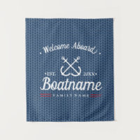 Nautical Boat Name Personalised Blue Winter Wool